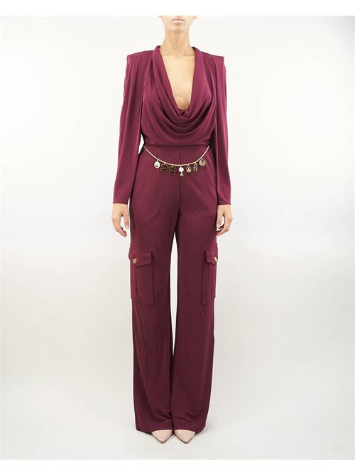 Jersey jumpsuit with charm belt Elisabetta Franchi ELISABETTA FRANCHI | Suit | TU03147E2CG3